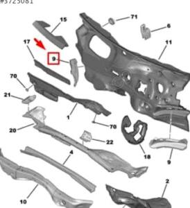 Peugeot 208 1682869080 göğüs sacı yan traversi sol | ÇIKMA PARÇA OEM 1682869080