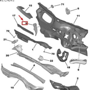 Peugeot 208 göğüs sacı yan traversi sağ 9823061580 | ÇIKMA PARÇA
