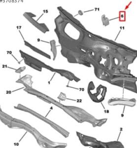 Peugeot 208 kolon kuvvet bacağı mesnedi sağ 9829336480 | ÇIKMA PARÇA