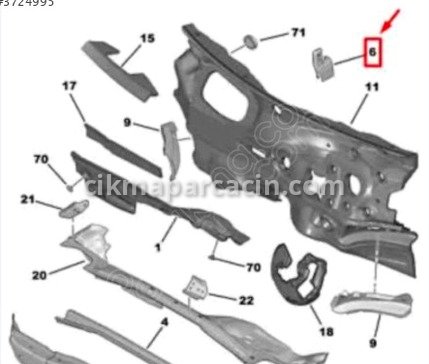 Peugeot 208 Motor Kapağı/Üst Kapak çıkma parça