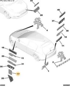 Peugeot 308 sağ ön çamurluk yapışkan dekoru Orjinal 98302819zd | ÇIKMA PARÇA