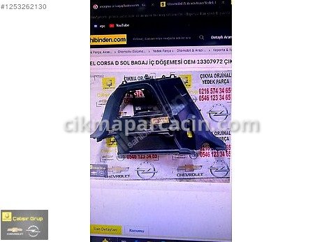 Opel Corsa Bagaj Döşemesi çıkma parça