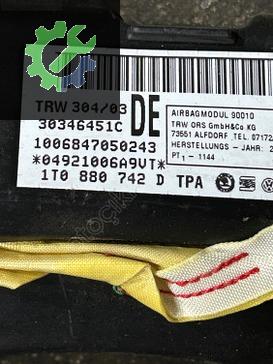 1T0880741D 1T0880742D TOURAN SAG SOL TAVAN AİRBAG HAVA YASTIĞI