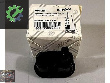 ASTRA G CORSA C COMBO ZAFİRA CAM BUTONU SAĞ ÖN 6240105 KRAW