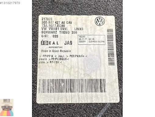 Volkswagen Passat Bagaj Döşemesi çıkma parça