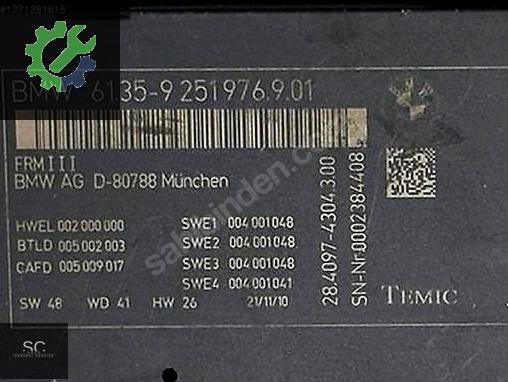 BMW 7 Serisi Beyin 9251976 çıkma parça