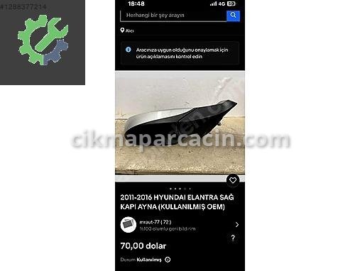 Hyundai Elantra Sağ Dış Ayna çıkma parça