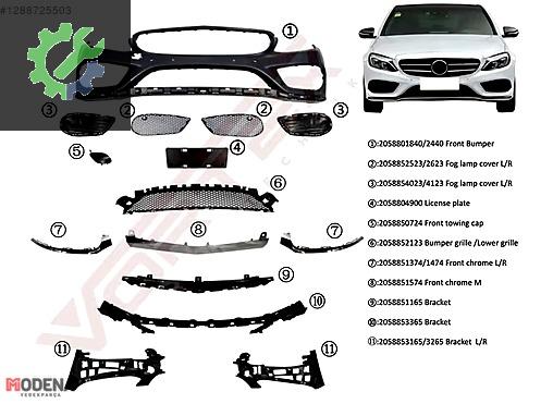 MERCEDES-BENZ C SERİSİ W205 AMG 2014- ÖN TAMPON KOMPLE SET SIFIR