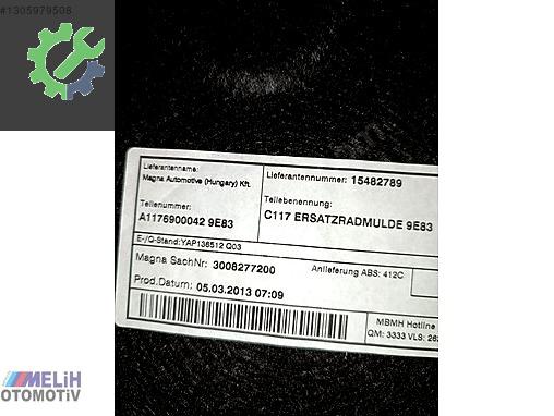 Mercedes-Benz CLA Bagaj Havuzu A1176900042 çıkma parça