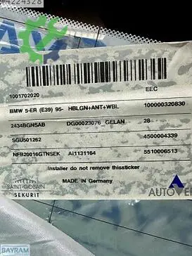 BMW 5 Serisi Arka Cam çıkma parça