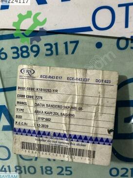 Dacia Sandero Sağ Arka Kapı Camı çıkma parça