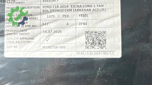 Ford Transit Sol Yan Cam çıkma parça