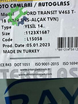 Ford Transit Ön Cam çıkma parça