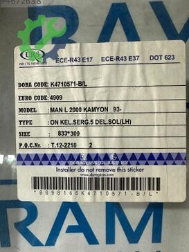 MAN 12 Sol Ön Kelebek Camı çıkma parça