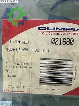 Mazda 3 Sol Arka Kapı Camı çıkma parça