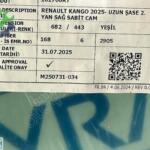 Renault Kangoo 2025 Sağ Yan Cam Çıkma