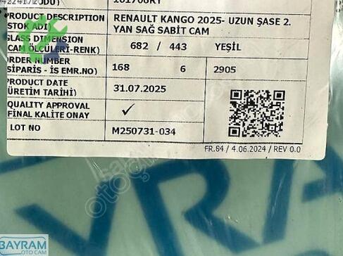 Renault Kangoo Sağ Yan Cam çıkma parça
