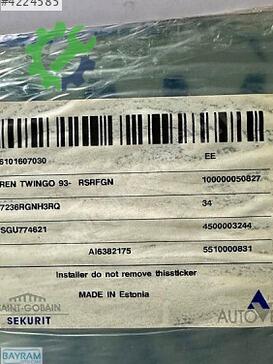 Renault Twingo Sağ Kapı Camı çıkma parça