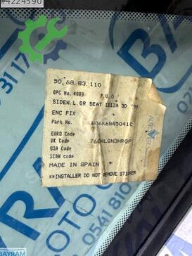 Seat Ibiza Sol Yan Cam çıkma parça