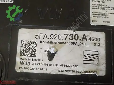 Seat Leon Gösterge Paneli 5FA920730A çıkma parça