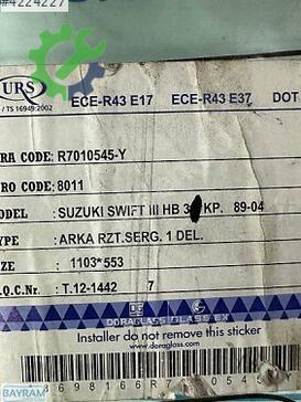 Suzuki Swift Arka Cam çıkma parça