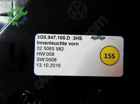 Volkswagen Passat Tavan Lambası 3G0947105D çıkma parça