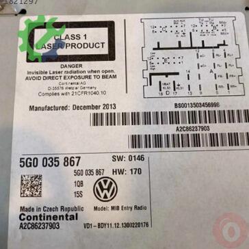 Volkswagen Golf Beyin 5G0035867 çıkma parça