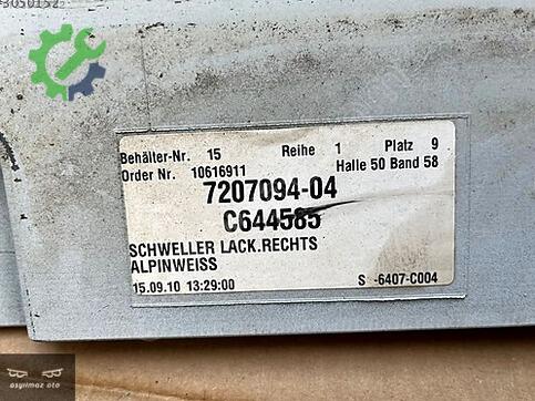 BMW 5 Serisi Sağ Marşpiyel Sacı çıkma parça