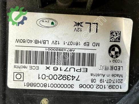 BMW 5 Serisi LED Far 63117458884 çıkma parça