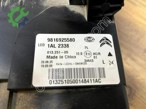 Citroen C5 LED Far 9816925580 çıkma parça