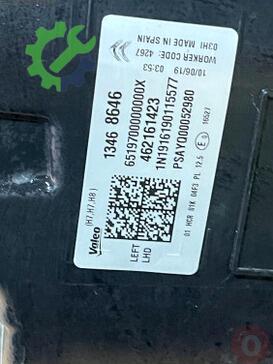 Citroen C3 Sol Ön Far 13468646 çıkma parça