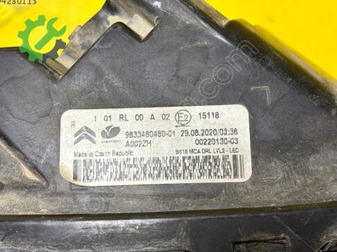 Citroen C3 Sağ Sis Farı 9822790680 çıkma parça