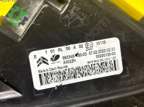 Citroen C3 Sağ Sis Farı 9822790680 çıkma parça