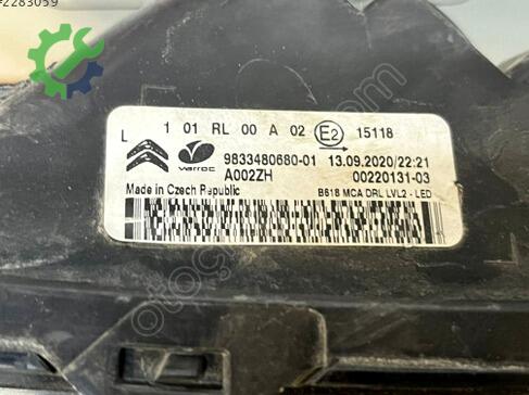Citroen C3 Gündüz Farı (DRL) 9833480680 çıkma parça