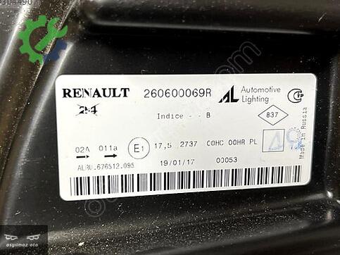 Dacia Duster Sol Ön Far 260600069R çıkma parça
