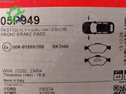 Ford Fiesta Disk Fren Balatası 05P949 çıkma parça