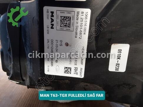 MAN TGX Sağ Ön Far T63-TGX çıkma parça