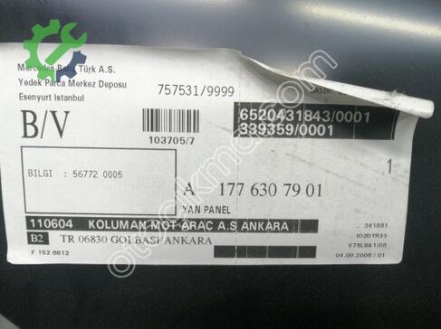 Mercedes-Benz A Serisi Sol Arka Çamurluk A1776307901 çıkma parça