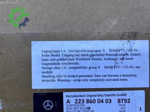 Mercedes-Benz S Serisi Emniyet Kemeri A2238600403 çıkma parça