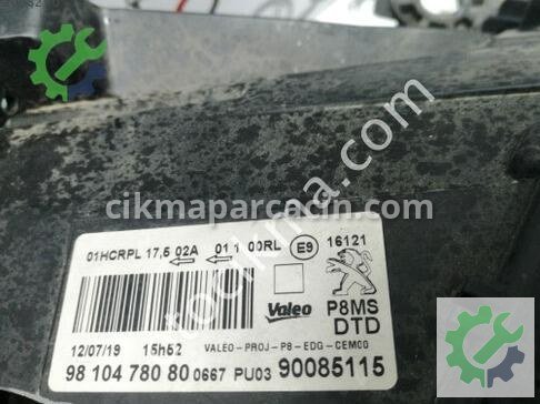 Peugeot 3008 Sağ Ön Far 90085115 çıkma parça