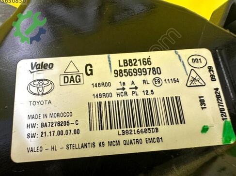 Toyota Proace City Sol Ön Far 9856999780 çıkma parça