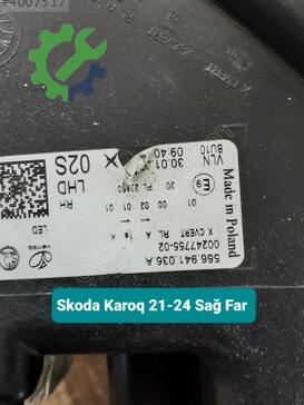 Skoda Karoq Sağ Ön Far 21-24 çıkma parça