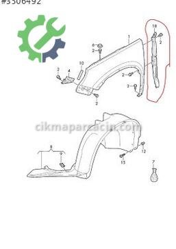 Volkswagen Tiguan Sağ Çamurluk 5N0821112 çıkma parça
