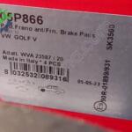 Sıfır Orijinal Disk Fren Balatası Volkswagen Golf 05P866