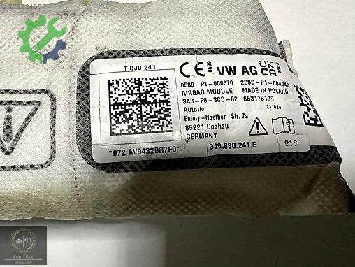 Skoda Superb Airbag (Hava Yastığı) 3J0880241E çıkma parça