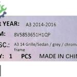 8V5853651 AUDİ A3 SEDAN PANJUR 20142016
