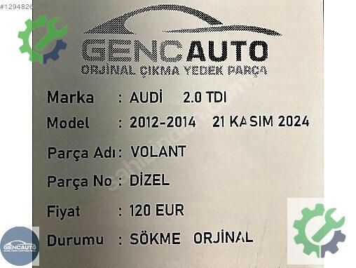 Audi A3 Volant çıkma parça