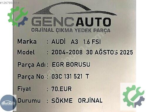 Audi A3 Hortum 03C131521 çıkma parça