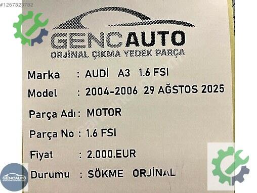 Audi A3 Motor Komple çıkma parça
