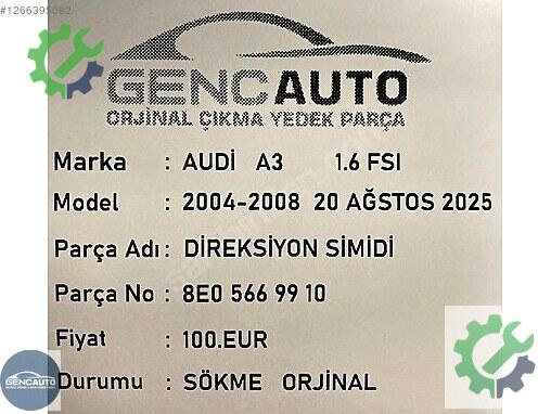 Audi A3 Direksiyon Simidi 8E05669910 çıkma parça